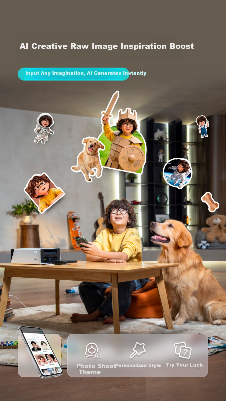 Jiyin AI Sticker Photo Printer All-in-One S1 AI Background Removal Auto Cropping AI Creative Raw Image Auto Laminating High-Definition Sticker Photo Printer 8