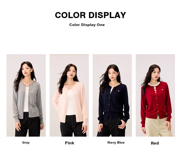 RA&RN / Aiqi Ruyu Autumn New Slimming Solid Color Wool Knit Cardigan Jacket for Women, Elegant 4