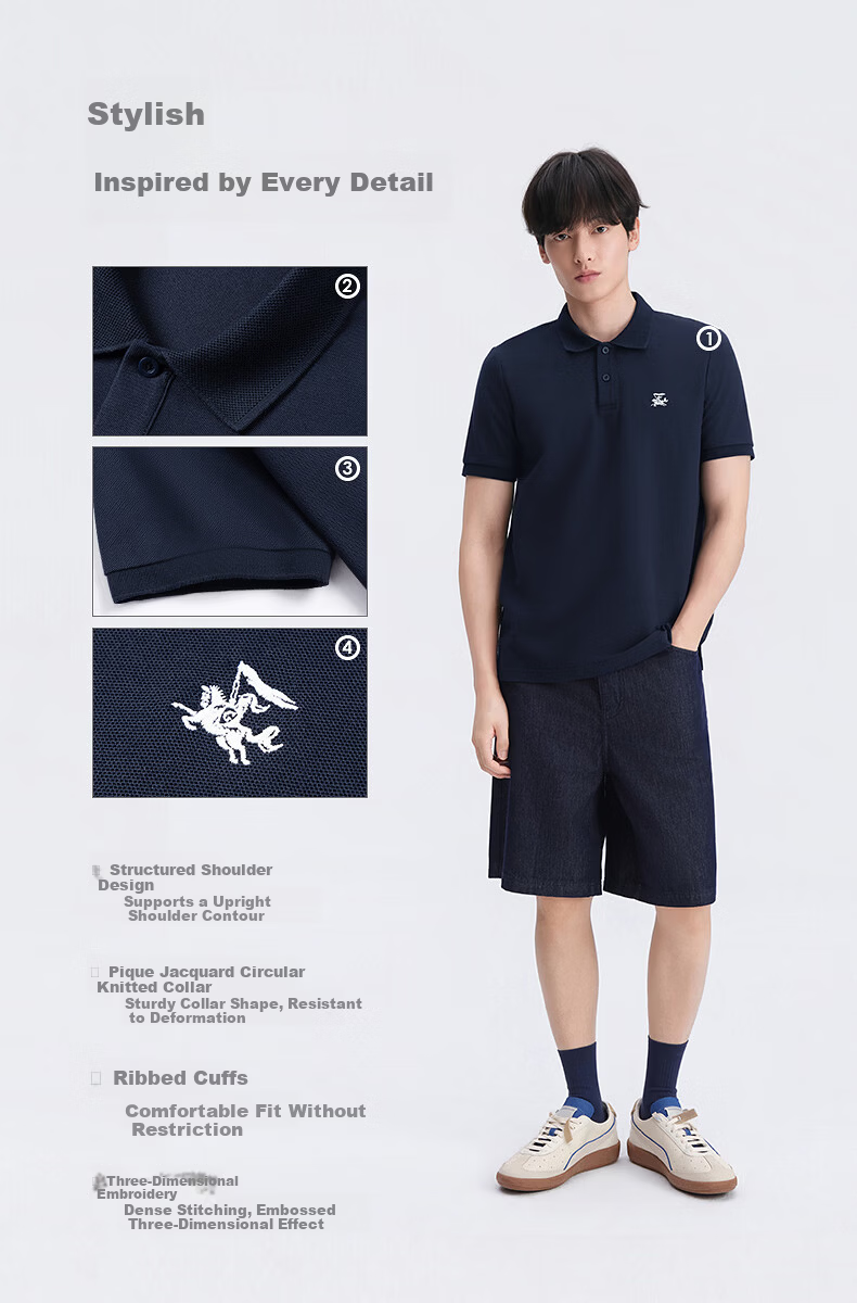 GXG Cool Quick-Dry Men's Slim Fit Polo Shirt with Spurs Embroidery Short Sleeve T-Shirt 2026 Summer New Arrival 6