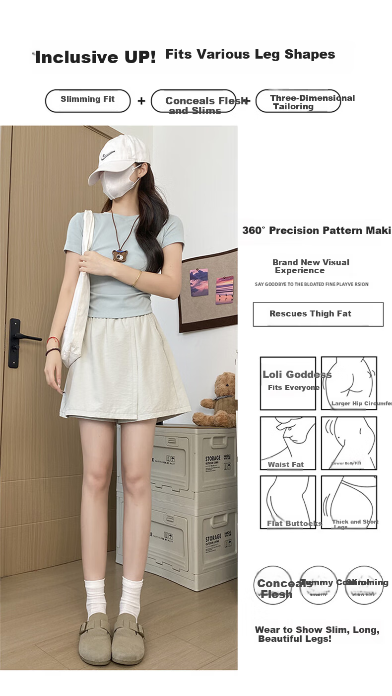 LangSha Ice Silk Shorts for Women, Summer 2025 New Style Yamamoto Cargo Skort, Casual Thin Loose Wide-Leg Sports Knee-Length Shorts 6