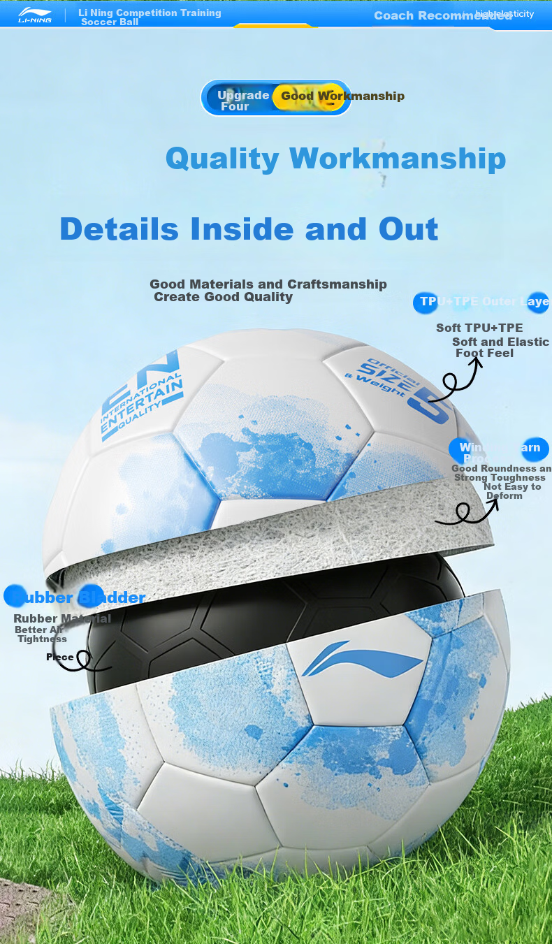 Li-Ning Football Size 5 Adult Junior High Primary School Student Exam Special Competition Training Standard Durable Youth Soccer Ball 9