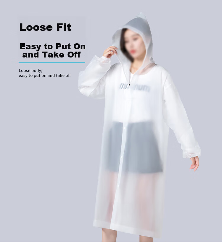 Disguiser Adult Raincoat Disposable Portable EVA Frosted Thickened Long Hooded Outdoor Hiking White Full-Length Rain Poncho 9