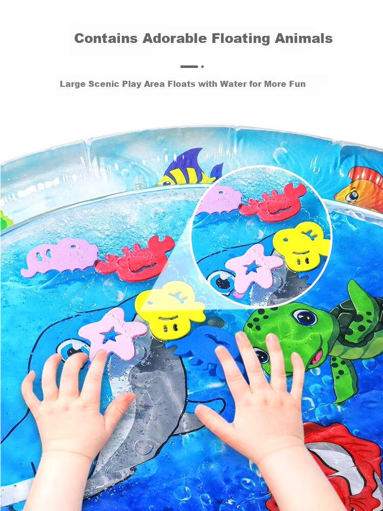 9i9 Kids Water Pat Mat Baby Crawling Mat Toy Training Large Thickened Cooling Mat Four Seasons Seat Cushion Ocean 5