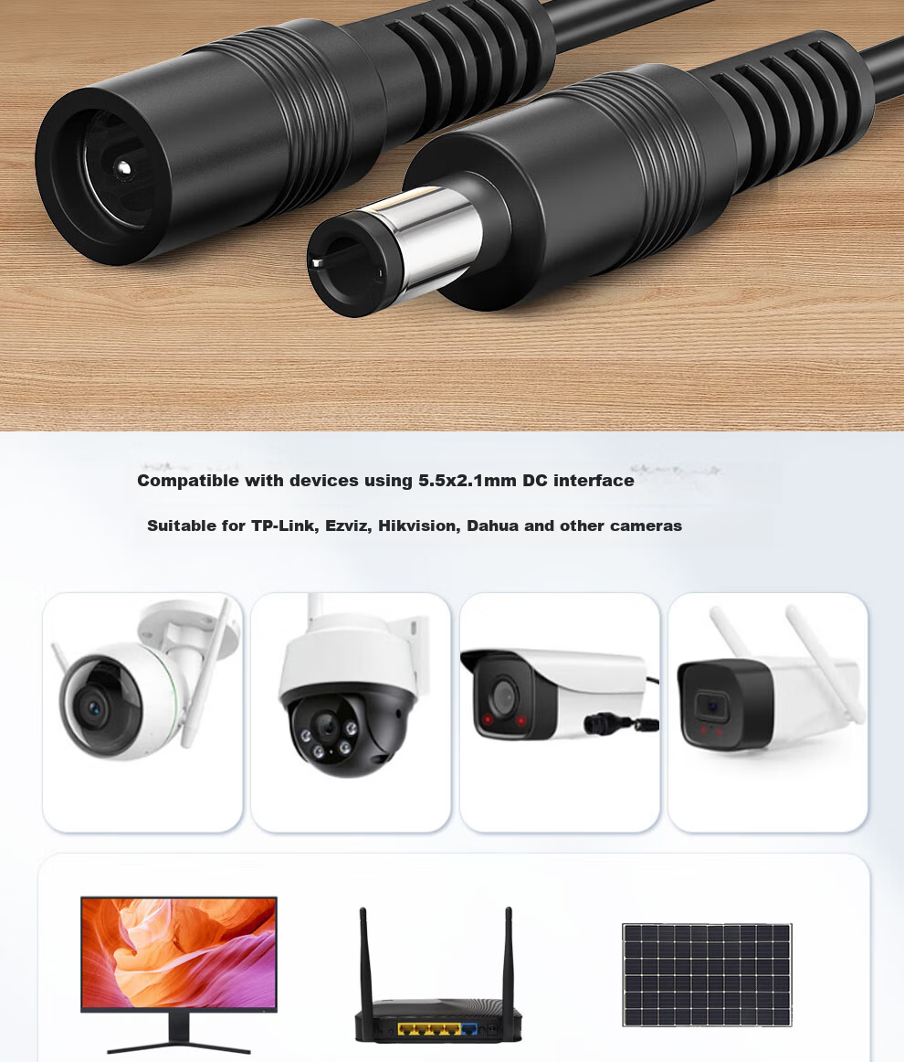 COMPCCTV Surveillance Camera DC12V Power Extension Cable SMT-YCB3 Male And Female Connectors Power Cord Router Extension Cable White 7