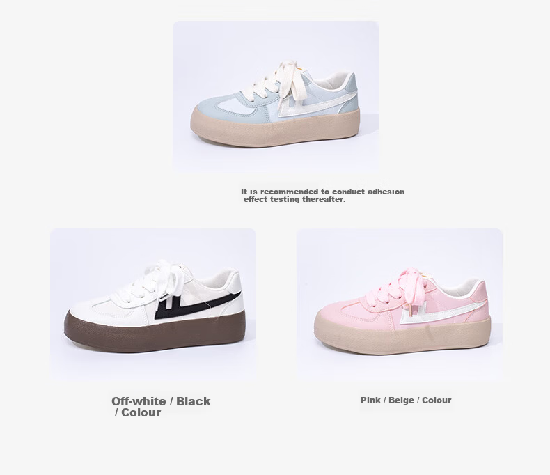 Warrior Women's Thick Sole Sneakers Lightweight Versatile White Casual Sports Shoes J700BR Off-White/Black Size 35 12