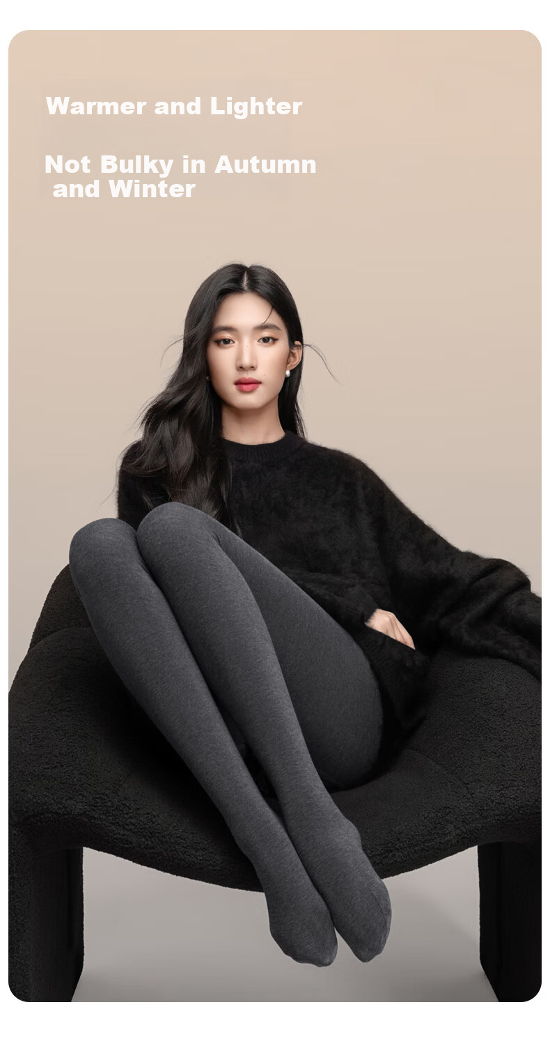 Xiao Ye He Zi [Yang Mi Same Style] Wool Cotton Warm Autumn Winter Thermal Leggings Thickened Fleece Lined Tights for Women 11