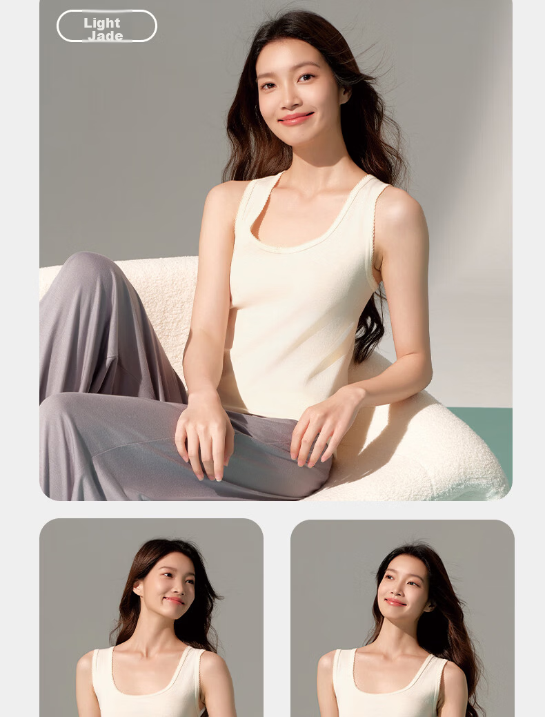 Yiershuang Women's Vest Tank Top 100% Cotton A-Class Baby Grade Antibacterial Sleeveless Shirt All-Season Basic Layer 19
