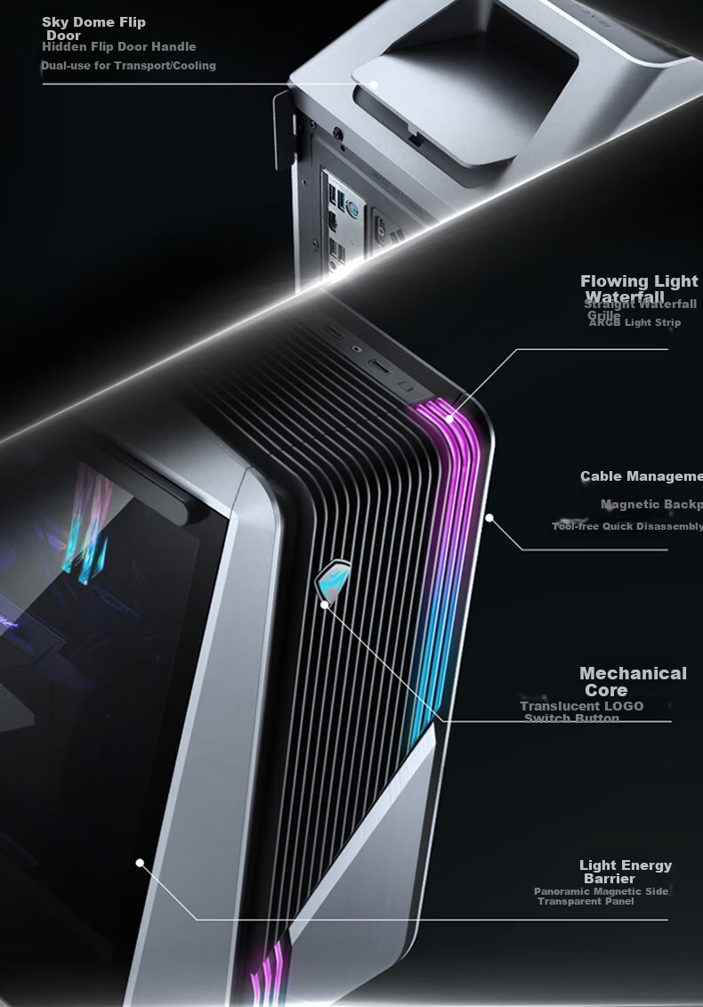 MACHENIKE Dawn High-Performance Gaming Desktop Computer (I7-14700KF, 32GB DDR5, 1TB SSD, RTX5070Ti, 360mm Liquid Cooling) 4
