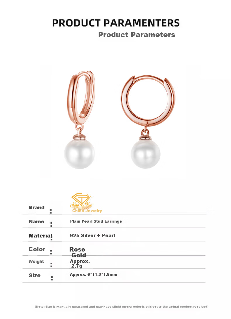 Chinese Jewelry Silver Freshwater Pearl Stud Earrings for Women Wedding Anniversary Luxury Earrings Mother's Day Birthday Gift for Girlfriend 5