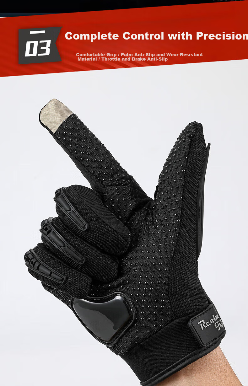 Chegui Mu Motorcycle Gloves Windproof Anti-fall Motorbike Riding Four-season Protective Full-finger Touchscreen Gloves 6