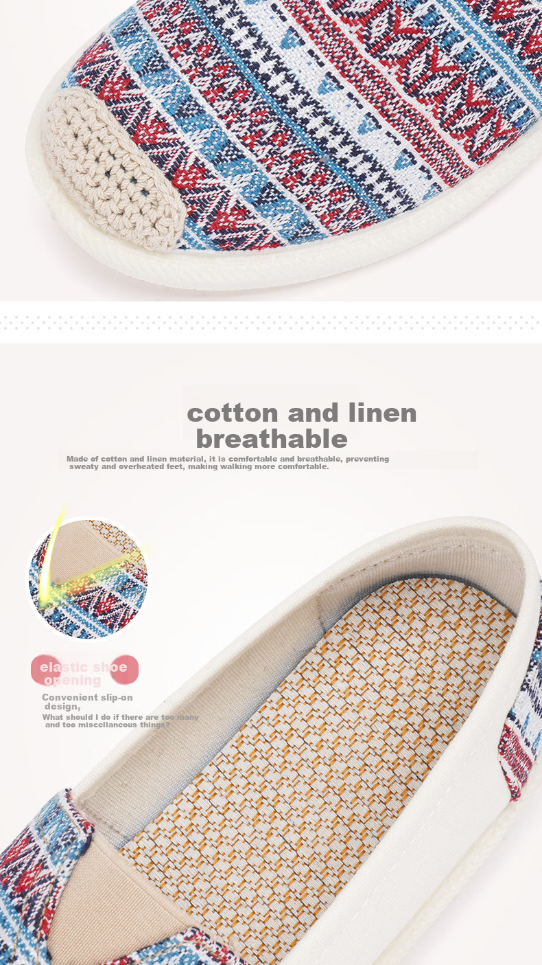 BUSHEYUAN Women's Shoes, Nurse Work Flats, Ethnic Style Casual Old Beijing Cloth Shoes for Women, 110-7043, Light Blue, Size 39 6