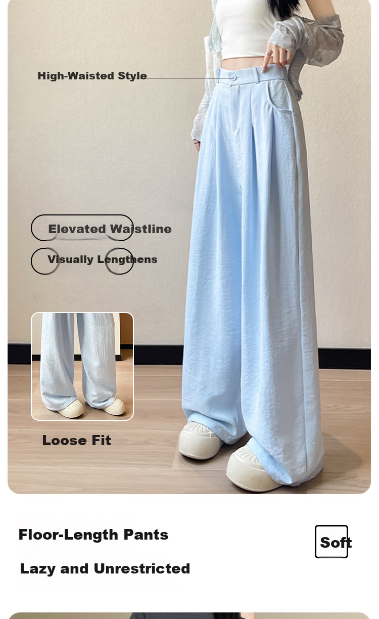 Borui Wide-Leg Milk Puff Yamamoto Pants Women 2026 Summer Thin High-Waist Straight Loose Casual White Suit Trousers 7