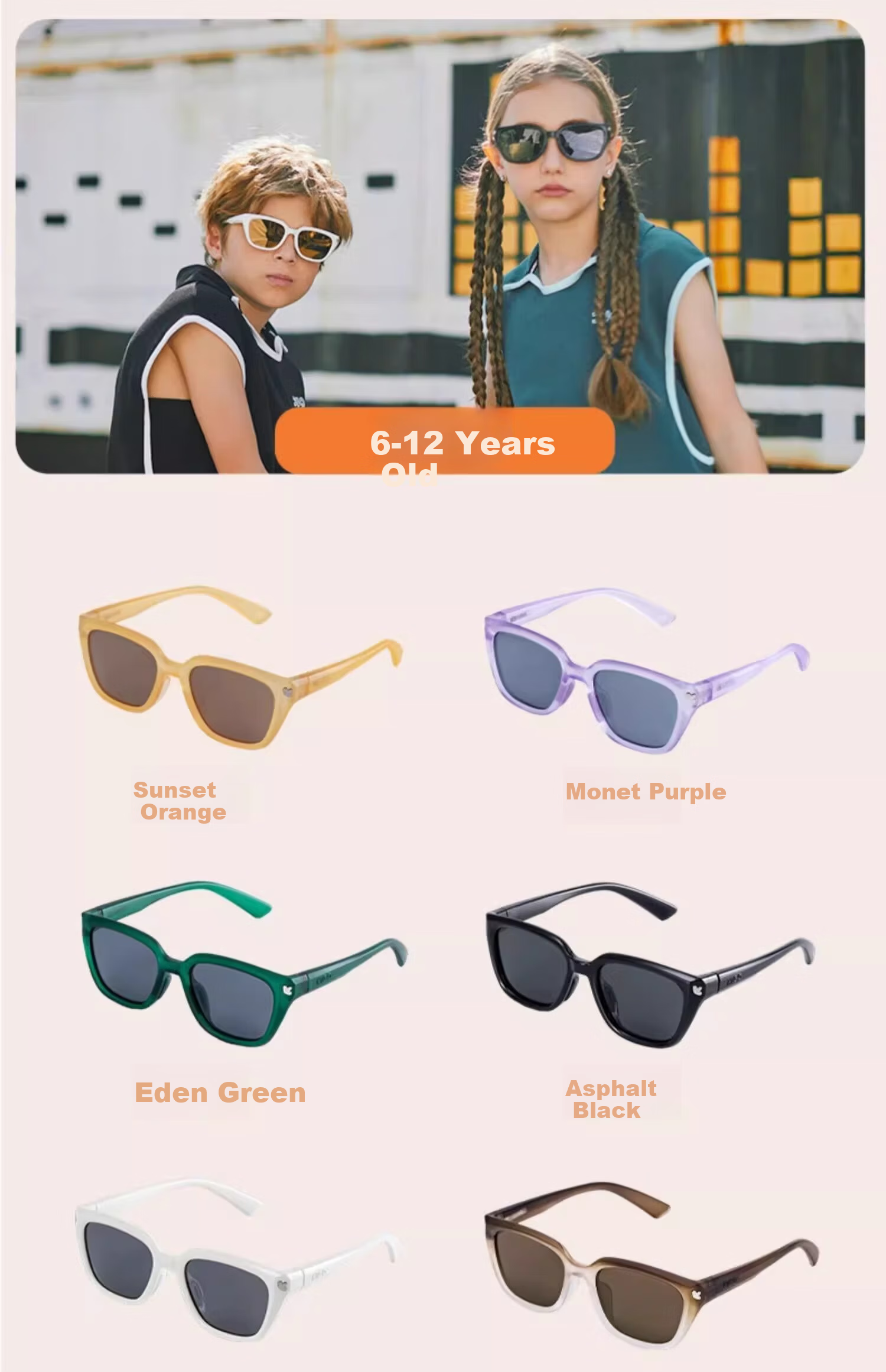 Kigo [Shen Yue Same Style] 2025 Polarized Outdoor UV Protection Kids Sunglasses Zebra White (6-12 Years) 26