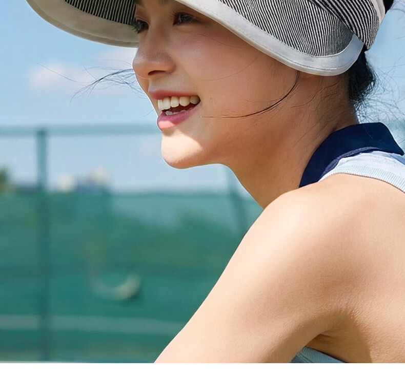 CACUSS Large Brim Open Top Hat Women Summer Outdoor Sun Hat Sports Hat Face Slimming Striped Sun Protection Hat Black 8