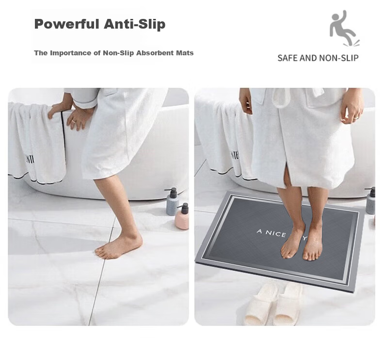 Zunchao Bathroom Floor Mat Absorbent Non-Slip Bath Door Mat 50x80cm 5