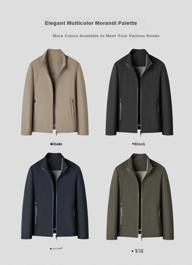 FIRS 3D Tailored Men's Windproof Jacket with Stand Collar, Smooth, Durable, Comfortable Business Casual Outerwear 2