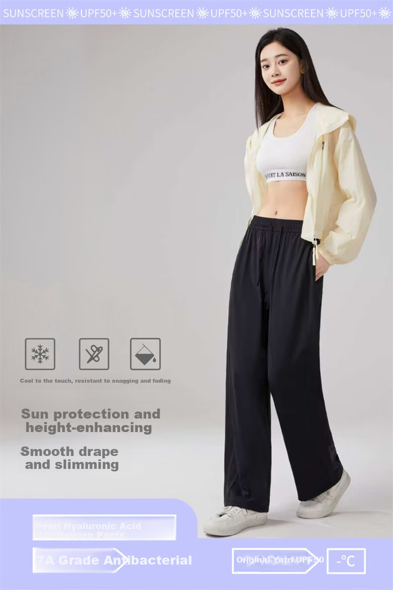 Jeanswest Women's Casual Pants 2026 Summer Sports Breathable Sun-Protective Versatile Draped Quick-Dry Ice Oxygen Pants Mist Green XL 10