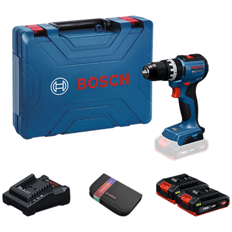 BOSCH Cordless Impact Drill Electric Screwdriver Brushless Lithium Battery GSB 18V-52 Dual Battery Black Knight Set