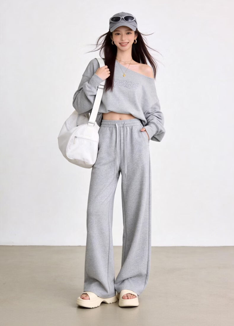 Xiangyi Lover 3D Curved Blade 26 Spring New Narrow Version Banana Wide-Leg Pants Straight-Leg Women's Sweatpants Casual Sports Pants 16