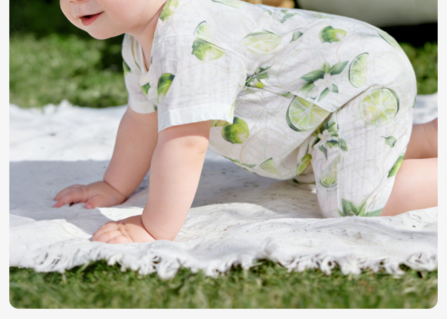 OUYUN [Jelly Cool] Baby Romper Summer Short Sleeve Thin Open Crotch Crawling Suit Strawberry Floral 90cm 25