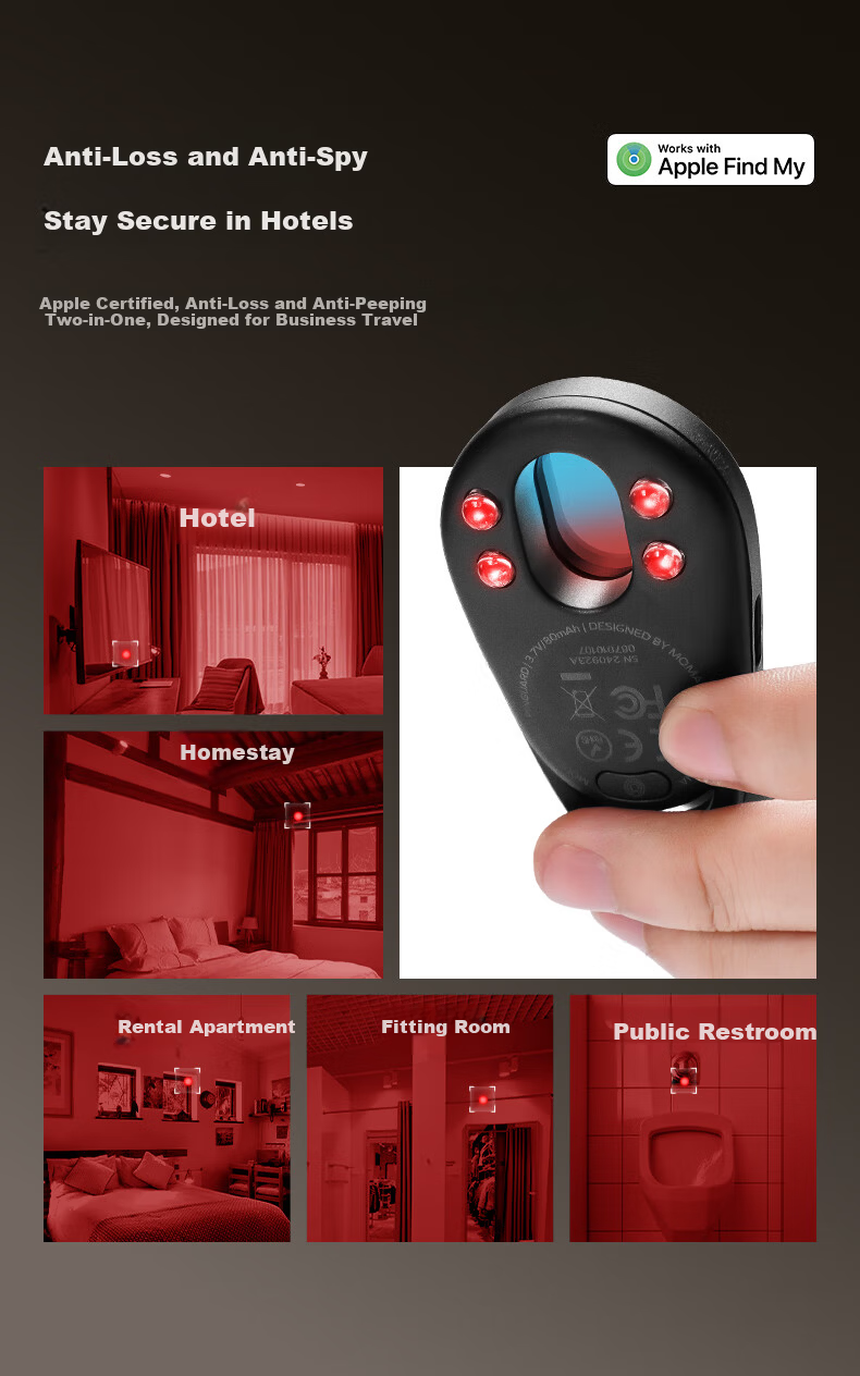 MOMAX Hotel Camera Detector Anti-Spy Detector Locator Tracker Anti-Loss Infrared Signal Anti-Peeping Inspection Portable for Hotels and Inns 5