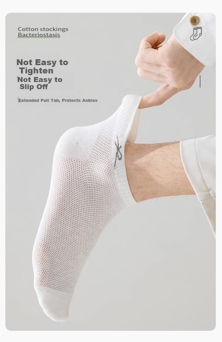 LangSha Spring Summer New Men's Socks Pure Cotton 5A Antibacterial Mesh Breathable Odor-Resistant Casual Men's Socks Summer 10