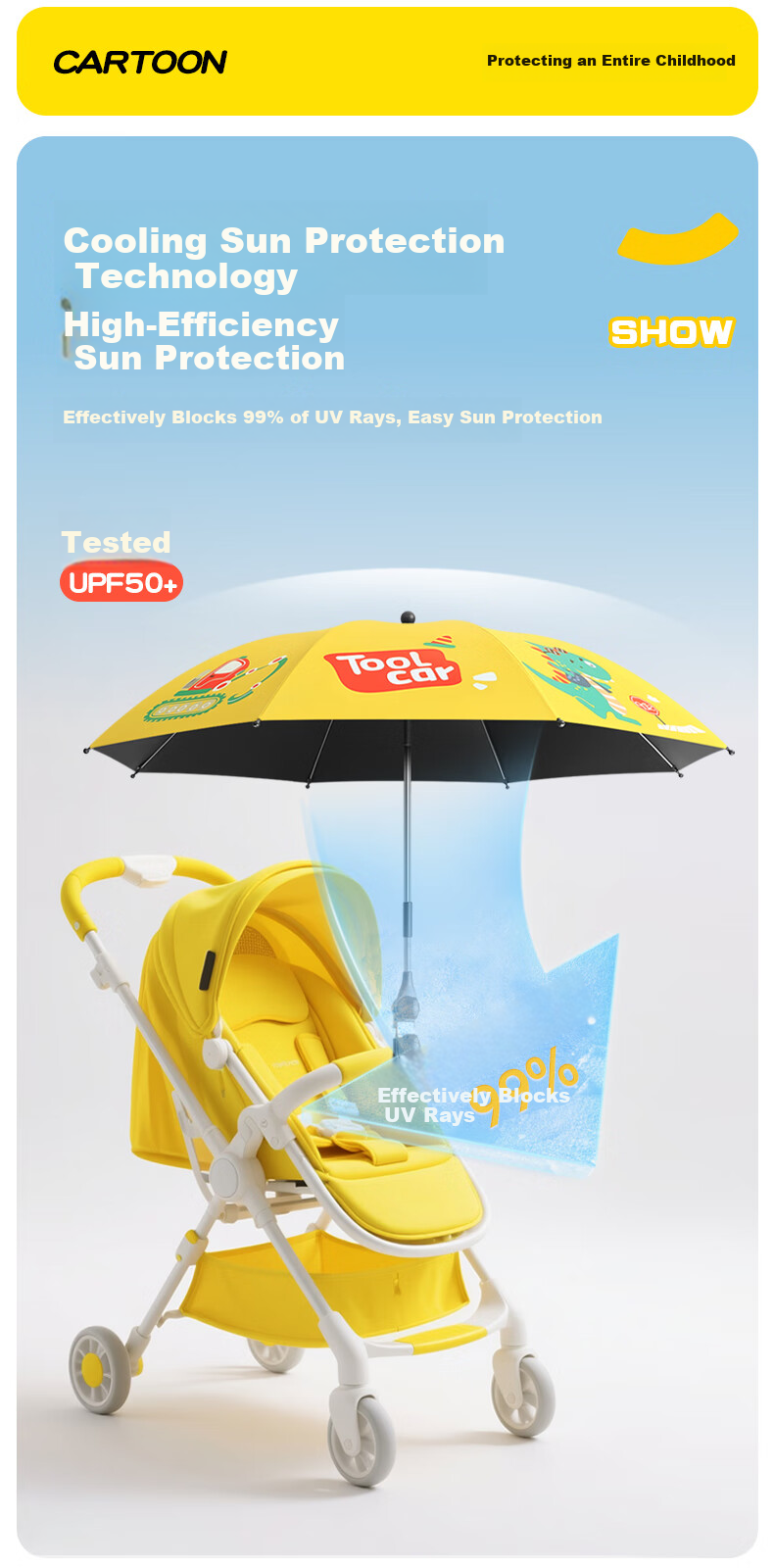 Qimai Baby Stroller Sunshade Umbrella Universal for Tricycles Pushchair Kids Umbrella Sun and Rain Protection 10