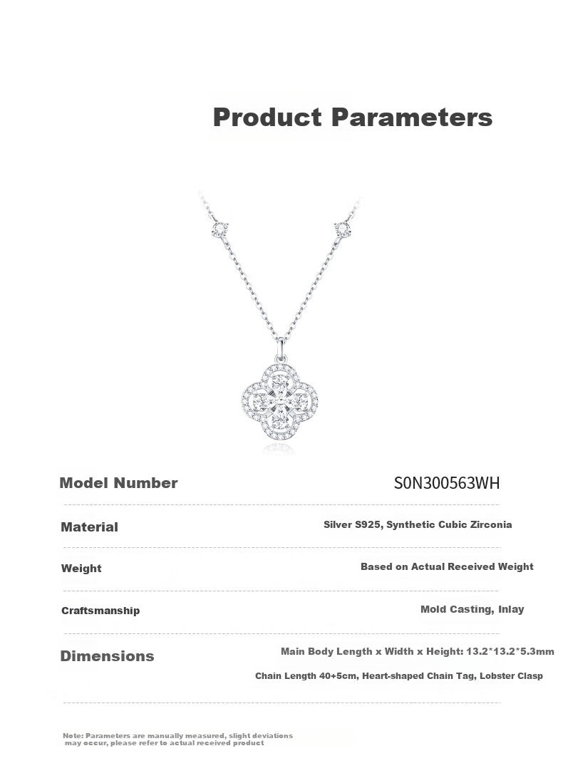 Chow Tai Seng [Birthday Gift] Four-Leaf Clover Necklace Pure Silver Women's Light Luxury Versatile Clavicle Chain 2