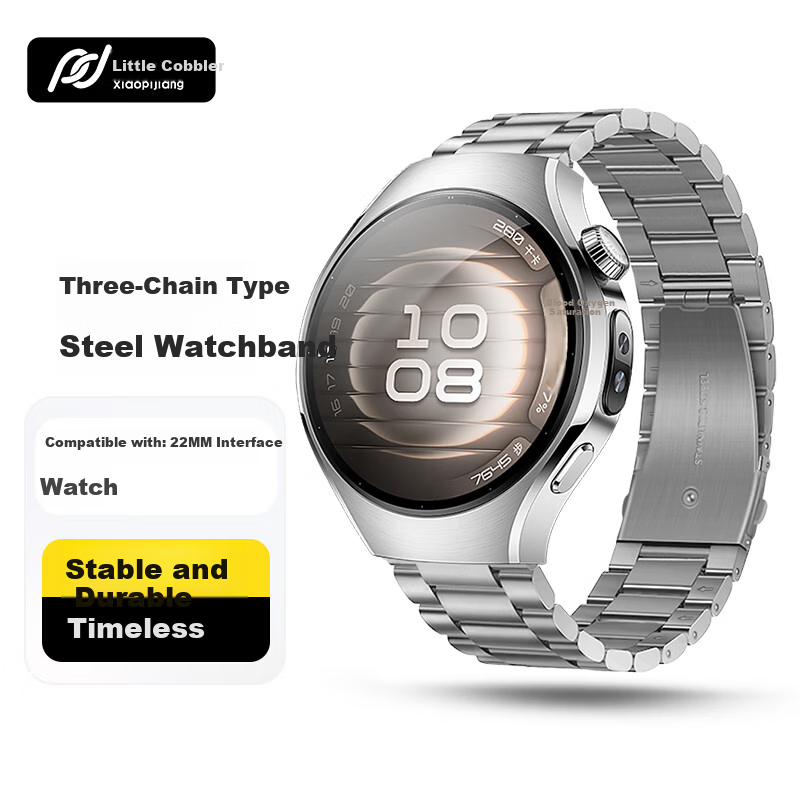 Xiaopijiang Stainless Steel Watch Band Compatible with Huawei GT6 Pro, Watch 5, Watch 4 Pro, Watch 3, GT5 Pro, GT4, GT3, GT2 Steel Link Strap