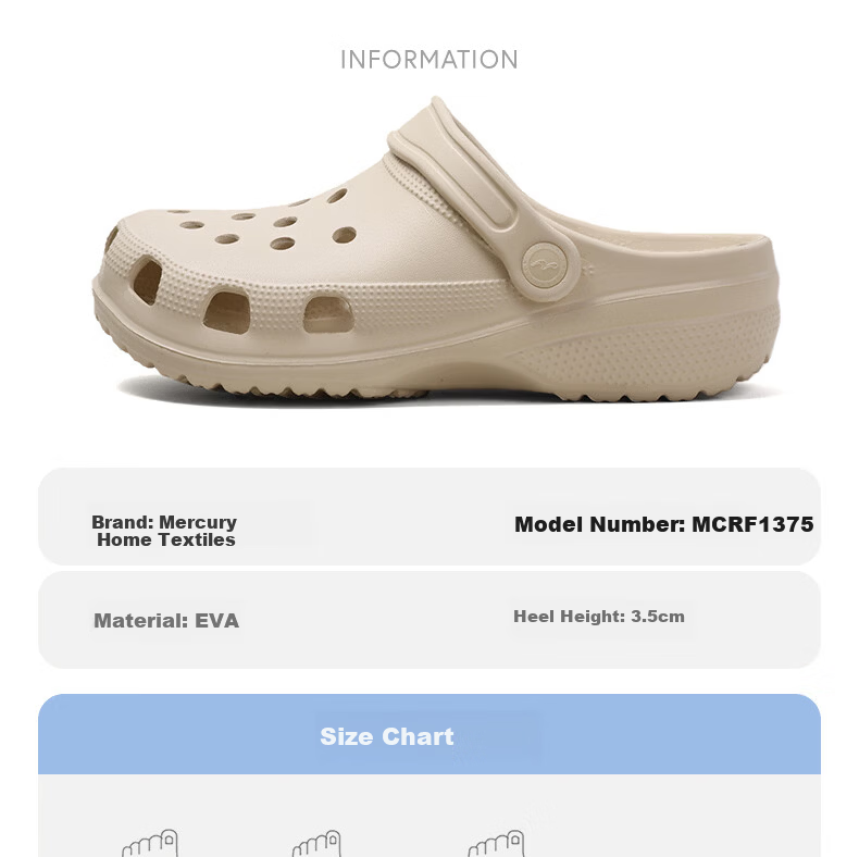 Mercury Home Textiles Summer Outdoor Unisex Holey Slippers Beach Sandals Women Non-Slip Thick Sole Soft Couple Closed-Toe Slippers 3