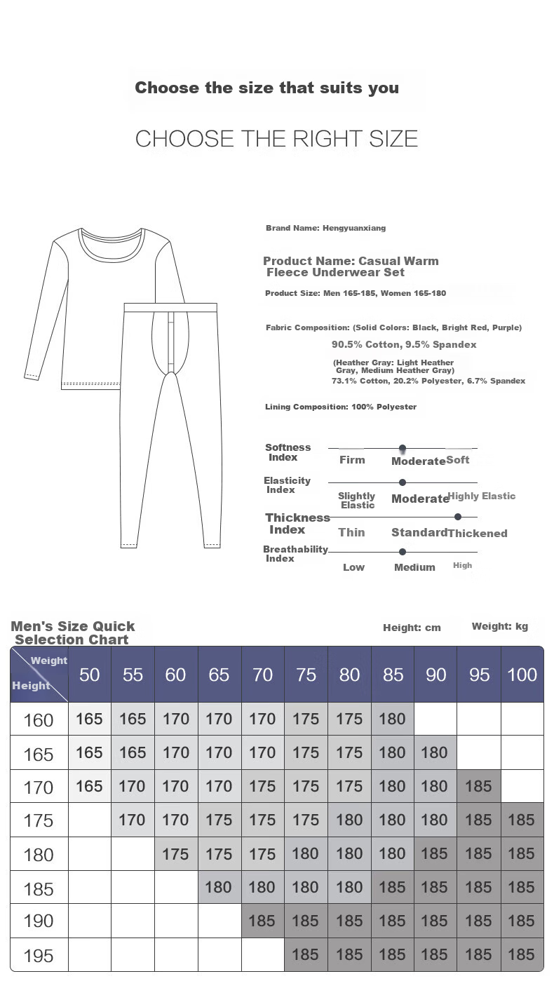 Hengyuanxiang [50W Best-Selling] Thermal Underwear for Men And Women, Fleece-Lined Thick Autumn Top And Bottom, Middle-Aged And Elderly Cotton Set 9