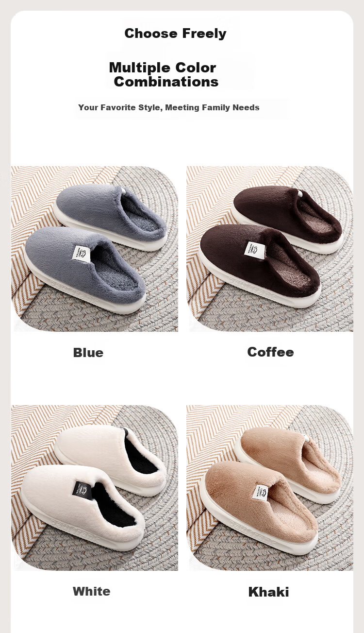 Paul Frank Cotton Slippers Unisex Autumn Winter Indoor Home Warm Plush Thick Sole Non-slip Couple Slippers White Size 38-39 9