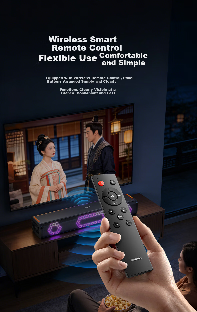 PHILIPS Soundbar RGB Mini 2.0 Channel TV Speaker Computer Gaming Wireless Bluetooth Desktop Speaker TAB3120/93 10