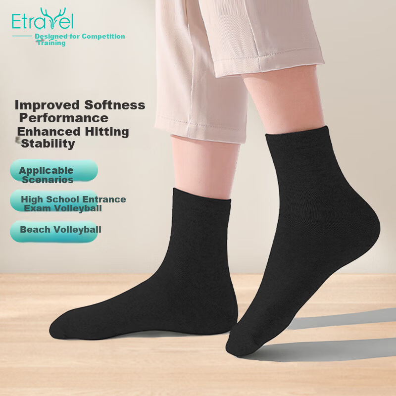Etravel Disposable Socks Travel Portable Unisex Sweat-Absorbing All-Season Black 10 Pairs Pack