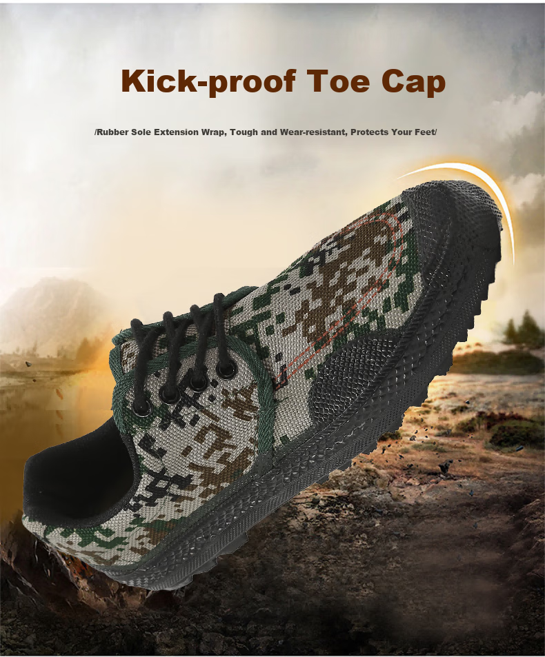 Weizhi Liberation Shoes for Men And Women, Military Training Hiking Outdoor Breathable Work Safety Puncture-Resistant Wear-Resistant Canvas Rubber Boots WZ2001 Size 41 2