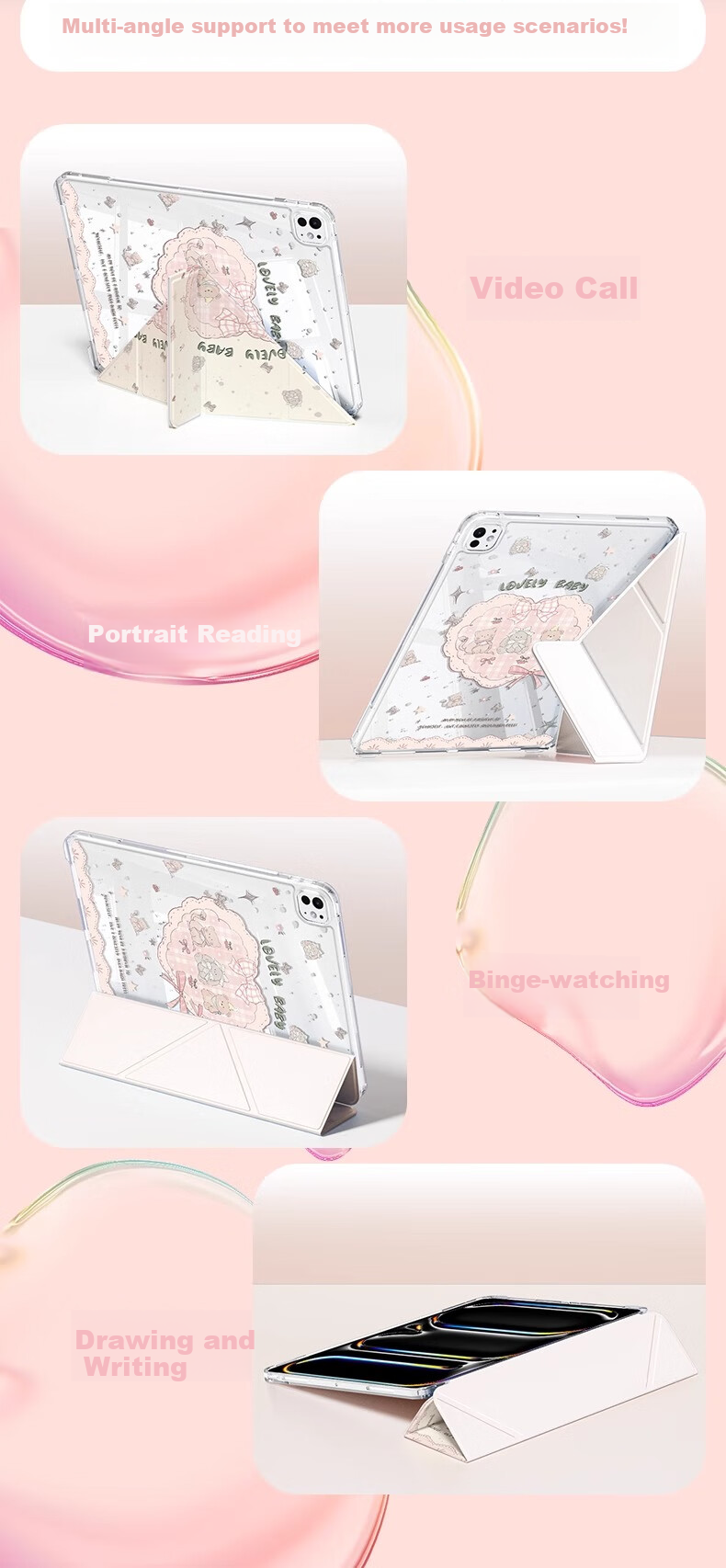 RBP Compatible with 2025 iPad 11/10th Gen Case A16 Chip Tablet Protective Cover Upgraded 3Y Slide Rail Split Crystal Clear Acrylic Texture Anti-Bend Drop Protection - Doll Stack 2