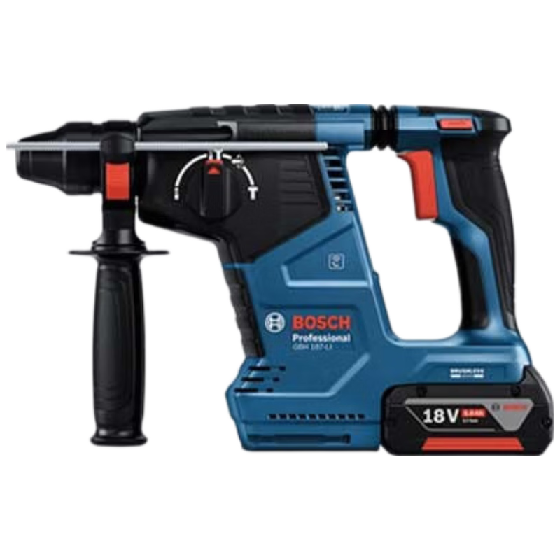 BOSCH 3-Function Brushless Cordless Rotary Hammer GBH187-Li [5.0Ah Dual Battery Fast Charger]