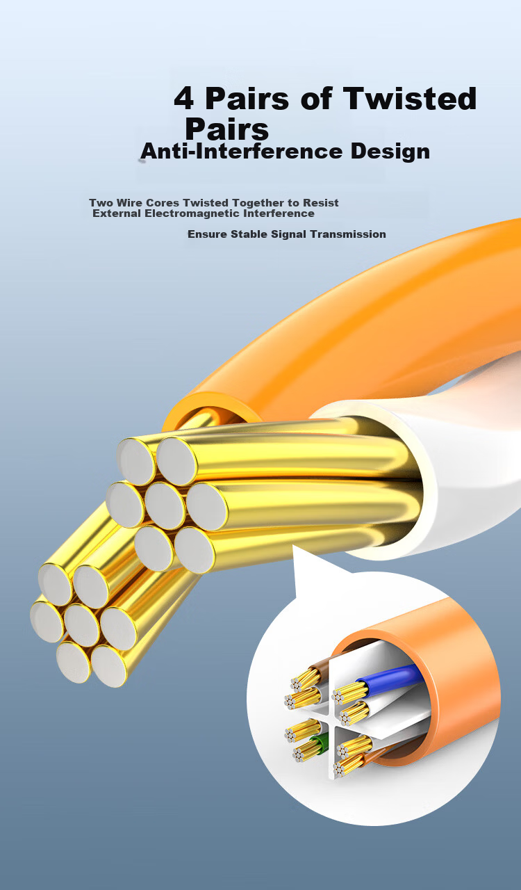 CHOSEAL Cat6 Ethernet Cable CAT6 Gigabit High-Speed Network Cable Engineering Computer Monitoring 8-Core Twisted Pair Home Finished Patch Cord 20m Orange QS5062C 6