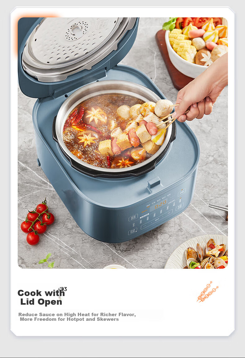 Midea 0-Coating Flame Rapid Aroma Electric Pressure Cooker 8-Minute One-Dish 5L High-Pressure Cooker Smart Dual Pot Rice Cooker Home Use JD C5147 18