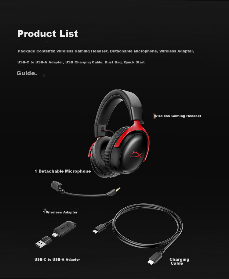 HYPERX Cloud III S Wireless Hurricane 3 Enhanced Edition Bluetooth Gaming Headset Hurricane 3S Black Red Over-Ear Esports Headphones Compatible with Call of Duty: Modern Warfare III 9