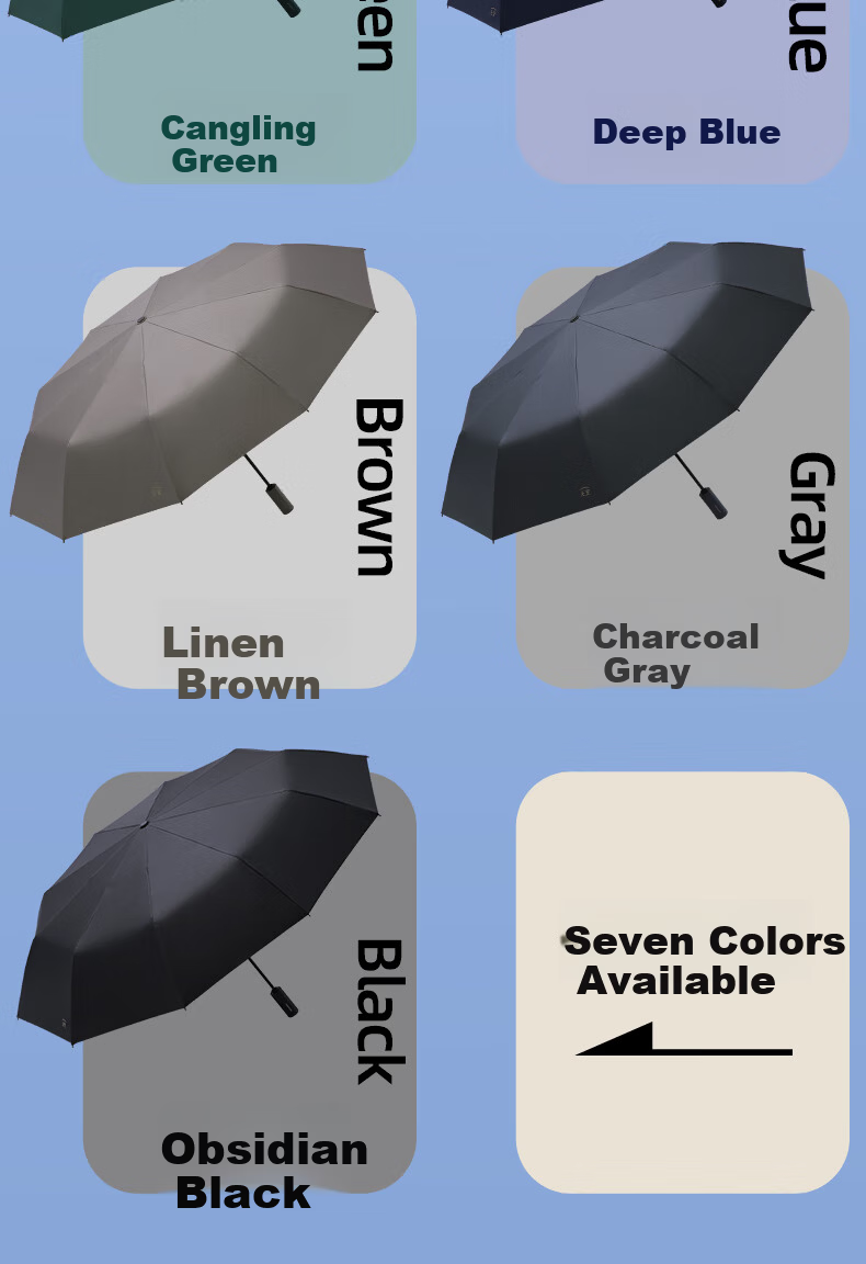 Tiantangshan Fully Automatic Vinyl Sun Umbrella, Tri-Fold with Enlarged Canopy, One-Touch Open/Close, Suitable for Both Sunny And Rainy Days, Charcoal Gray 13