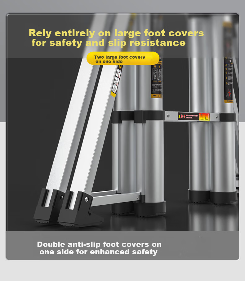 Midoli Telescopic Ladder Multi-Functional Household Folding Ladder Thickened Aluminum Alloy Adjustable Engineering Ladder Eight-Leg A-Frame Ladder 5.5m 13