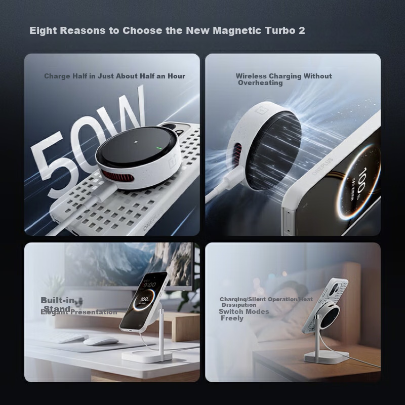 OnePlus Magnetic Mini Turbo 2 AIRVOOC 50W Magnetic Wireless Charger Apple Wireless Charger Compatible with OPPO and OnePlus Series Phones