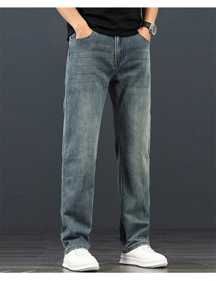 JEEP SPIRIT Men's High-End Jeans Casual Straight-Leg Wide-Leg Loose Long Pants Spring Summer 12