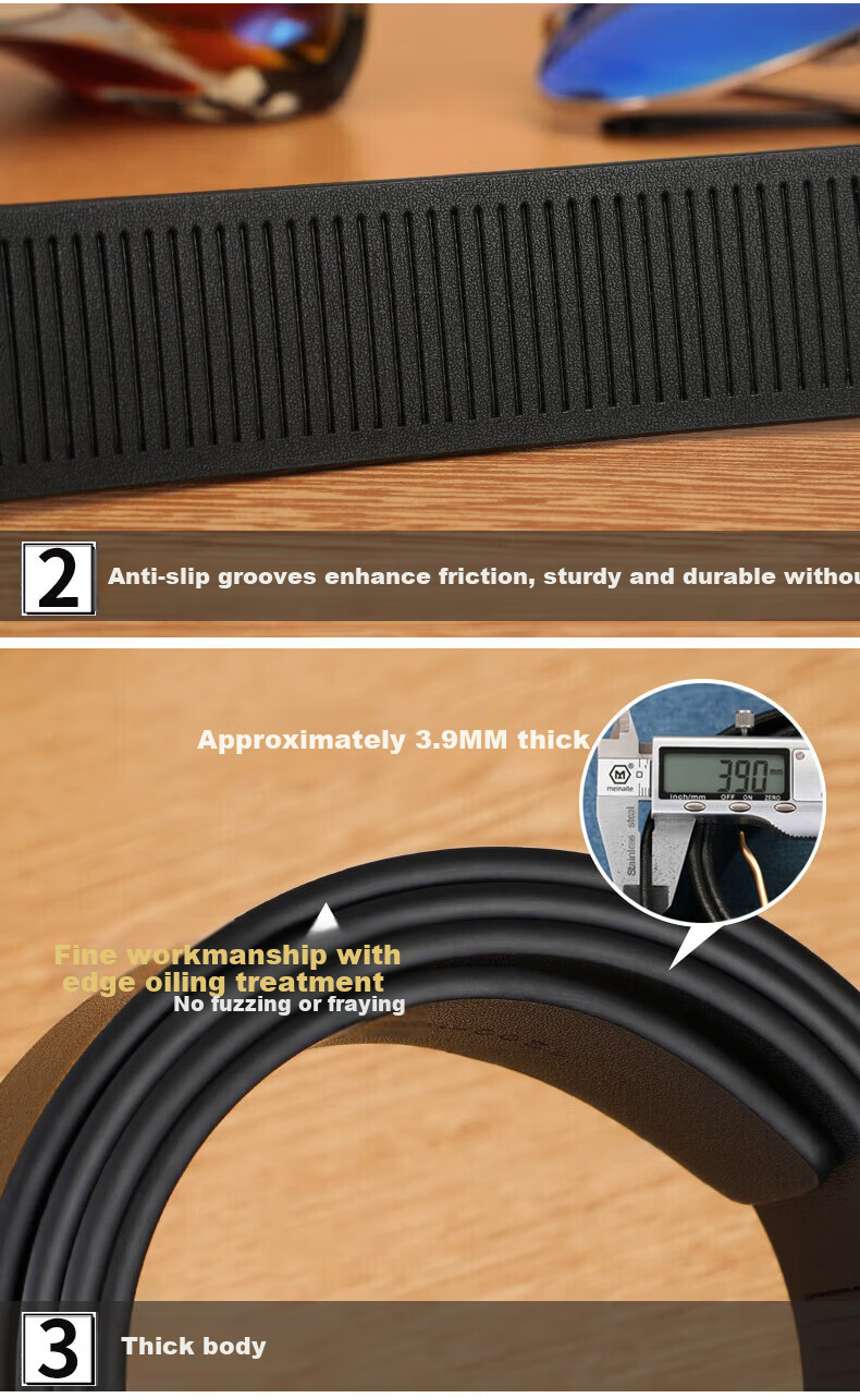 JEEP Men's Genuine Leather Inner-Wear Automatic Buckle Belt 2026 New Casual Waistband Birthday Gift for Husband 14