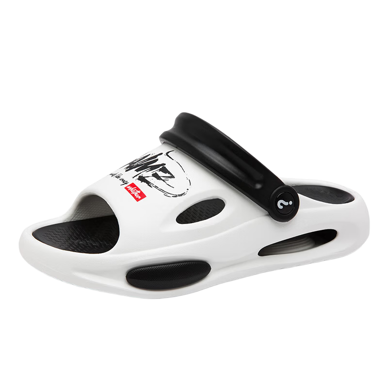 Yuzhaolin Men's Outdoor Sandals Hollow Shoes Trendy Letter Beach Slippers Driving Flip Flops YL515 White 40-41