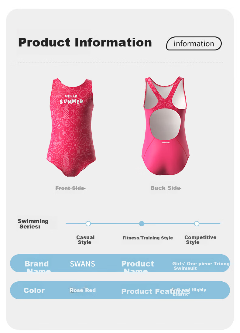 SWANS Girls' One-Piece Swimsuit, Professional Training, Quick-Dry Sports Swimwear, 243 Ice Blue, Size 120 2