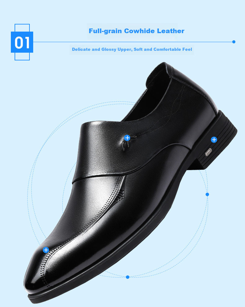 LAORENTOU Men's Leather Shoes, Casual Shoes for Spring And Autumn, Top-Grain Cowhide Business Formal Shoes, Slip-On British Style Men's Shoes, LA12276, Black, Size 44 4