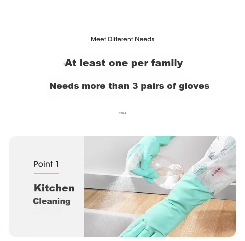 Maryya Gloves Dishwashing Fleece-Lined Latex 1 Pair One Size 49cm Extended Winter Warm Durable Household Kitchen Laundry 11