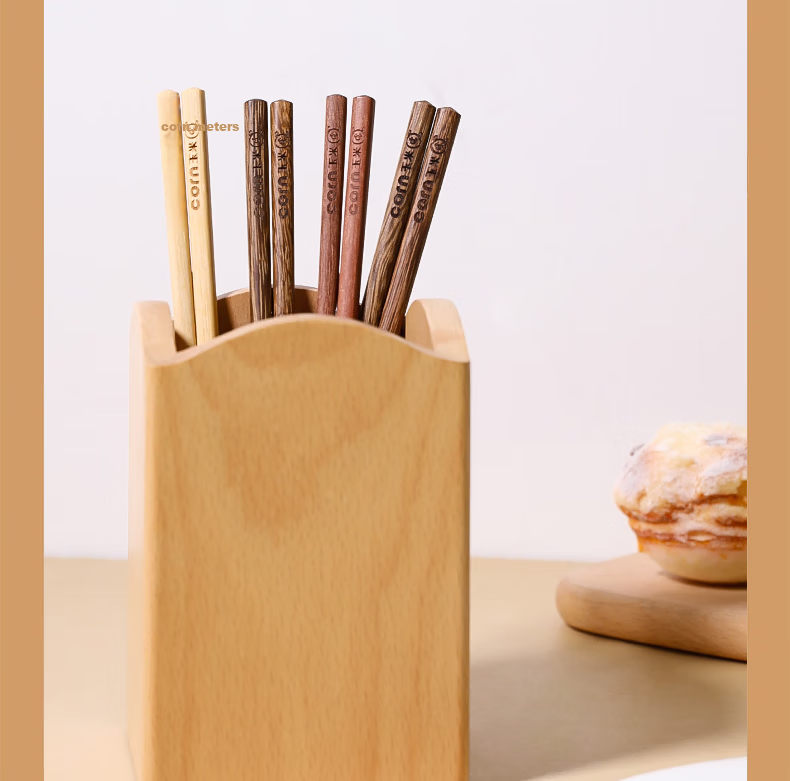 CORN Children's Chopsticks Household Solid Wood Non-Painted Non-Waxed Short Chopsticks for Kids Kindergarten Baby Learning Chopsticks 4